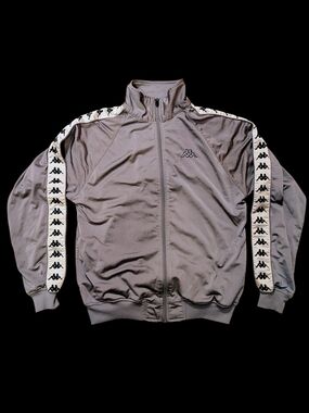 Kappa Men's Light Gray Track Bomber with Logo Tape